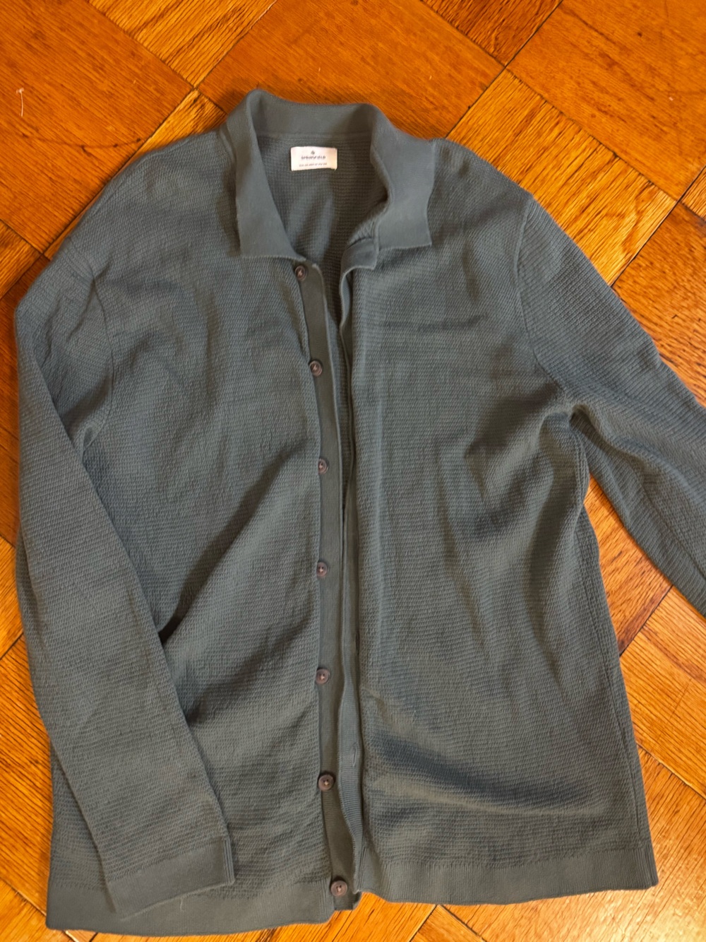Men's Slate Button-Front Knit Cardigan Sweater